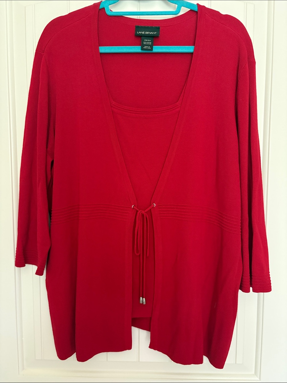 Lane Bryant Bright Red Tie-Front Cardigan with Camisole